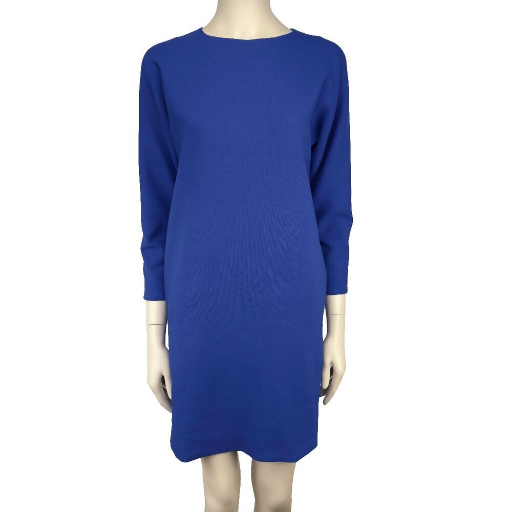 COS Minimalist Bright Blue Shift Long 3/4 Sleeves Contemporary Dress sz 2